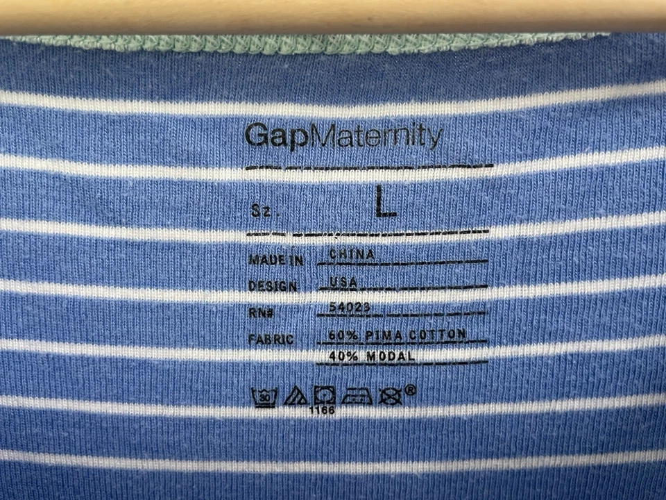 Gap Maternity Womens Striped Supersoft Cotton Blend Long Sleeve Tunic Top Blue L - Image 2 of 4