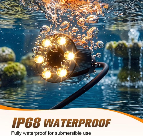 Lumière sous-marine 6 LED avec joint torique pour fontaine étang à poissons jardin d'eau 12v - Photo 5/10