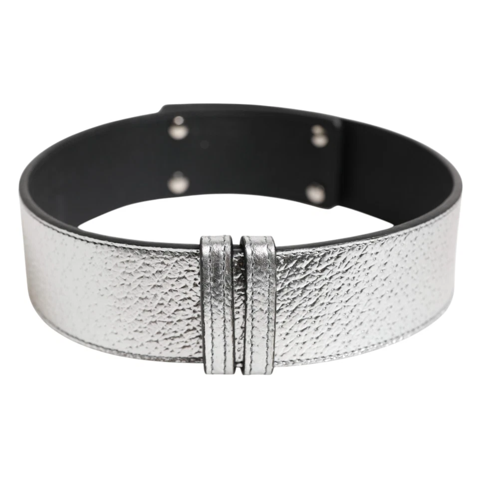 DOLCE & GABBANA Banda para el cuello Cuero texturizado plateado Metal dorado s. Etiqueta M 900usd Foto 3 de 4