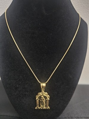 24 Zoll 14 Karat vergoldet - 1,4 mm Schlangenkette mit Jungfrau Maria 14 Karat Gold Anhänger
