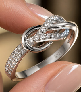VVS1 D Color Real Moissanite Diamond Look Infinity Ring 925 Silver Size 7 Gift