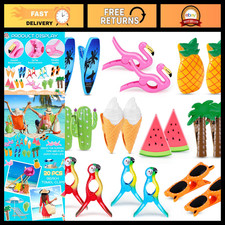 20 Pcs Colorful Beach Towel Clips - Flamingo Pineapple Holders for Chairs, Poo