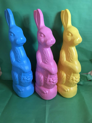 #ad Blow Mold Easter Rabbits Giant Pastel Colors 31” Union Products Lot Of 3 $67.04