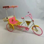 Vintage 1987 Mattel Barbie California Taxi Rickshaw Pink Yellow Doll Vehicle