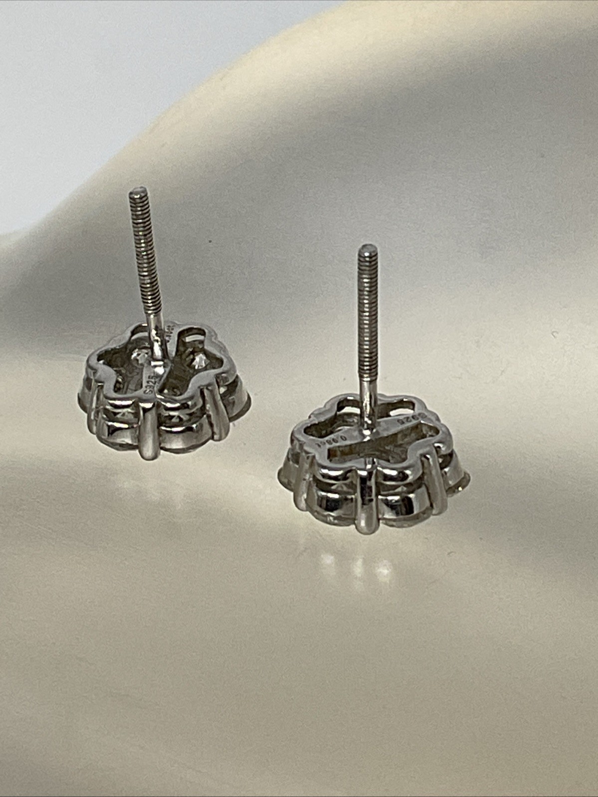 STUD Earrings Solid 925 Sterling Silver White Moi… - image 19