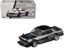 SKYLINE GT-R V8 DRIFT "HAKOSUKA" RHD SILVER CHROME 1/64 CAR BY POP RACE PR640330