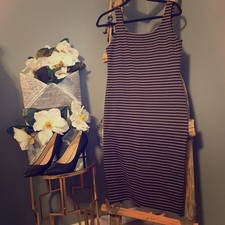 Black Tan Striped Bodycon Dress