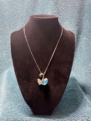 Austrian Crystal Blue Swan Pendant Necklaces Jewelry Fashion Women New