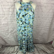 Vince Camuto Floral Maxi Dress sz L sleeveless halter neck