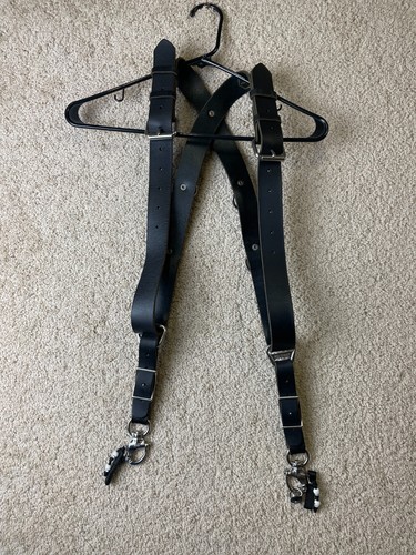 HoldFast Gear MoneyMaker Medium Leather Dual Camera Harness Strap Black