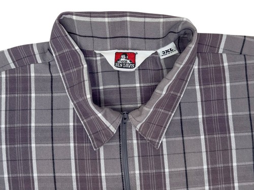 Camisa De Colección Ben Davis Gris 1/2 Cremallera Cuadros Manga Corta Talla 3XL - Imagen 7 de 7