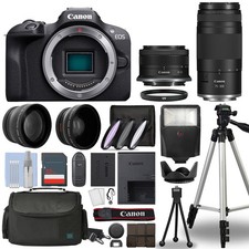 Canon EOS R100 Mirrorless Camera 4 Lens 18-45mm 75-300mm 32GB Top Value Kit