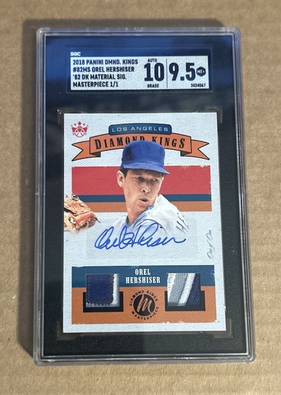 2018 Panini DiamondKings Orel Hershiser #82MS ‘82 DK Material Sig Masterpiece /1