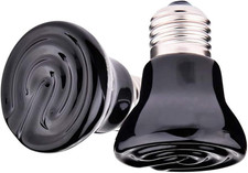 2-Pack 50W Black Ceramic Heat Lamp Infrared Reptile Heater Bulb E26/E27