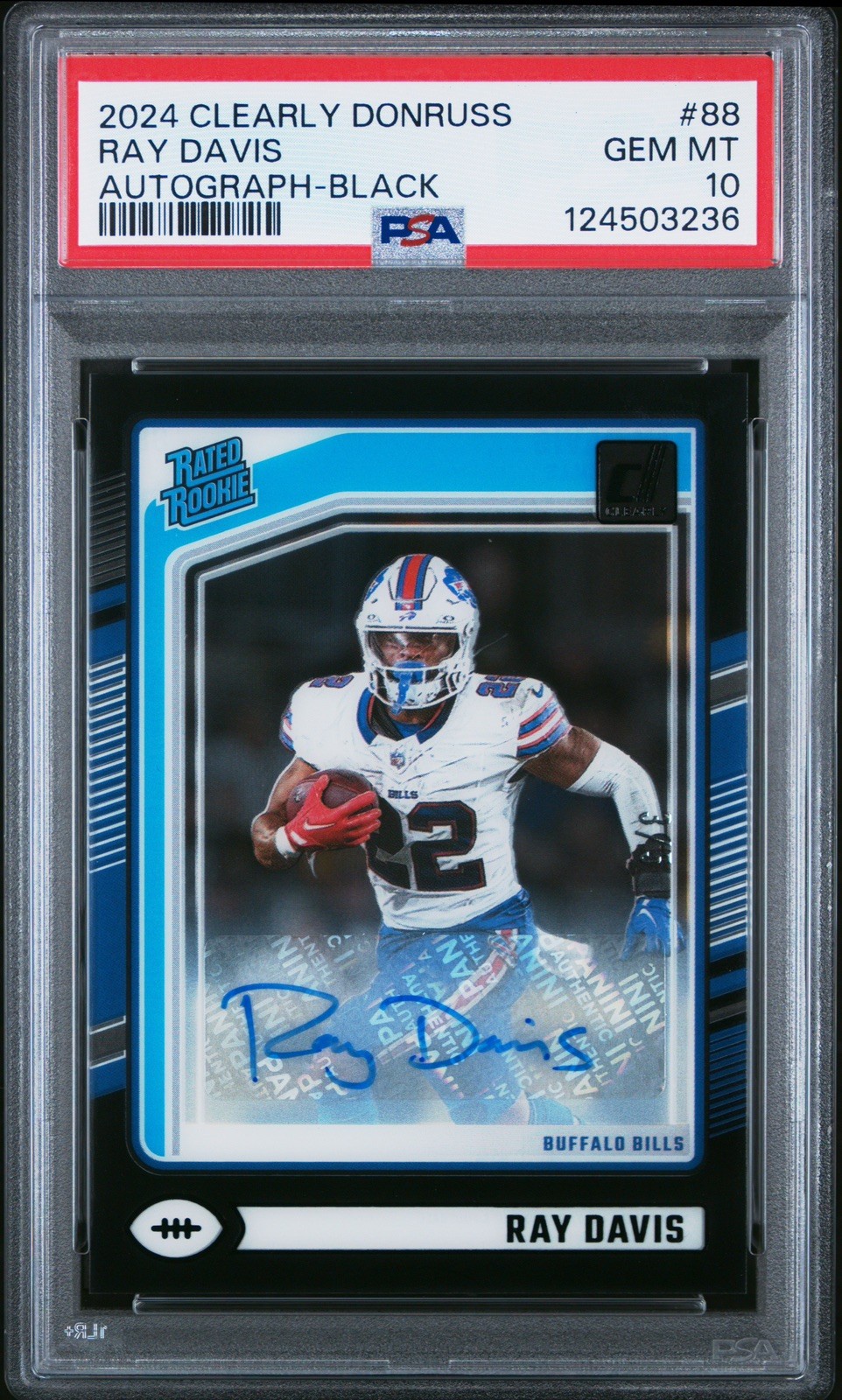 Ray Davis Panini Clearly Donruss #88 Autograph-Black