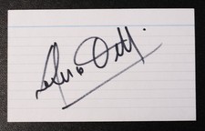 LEGEND JOCKEY FRANKIE DETTORI - SIGNED 5"x3" WHITE CARD - 3 x FLAT RACING JOCKEY