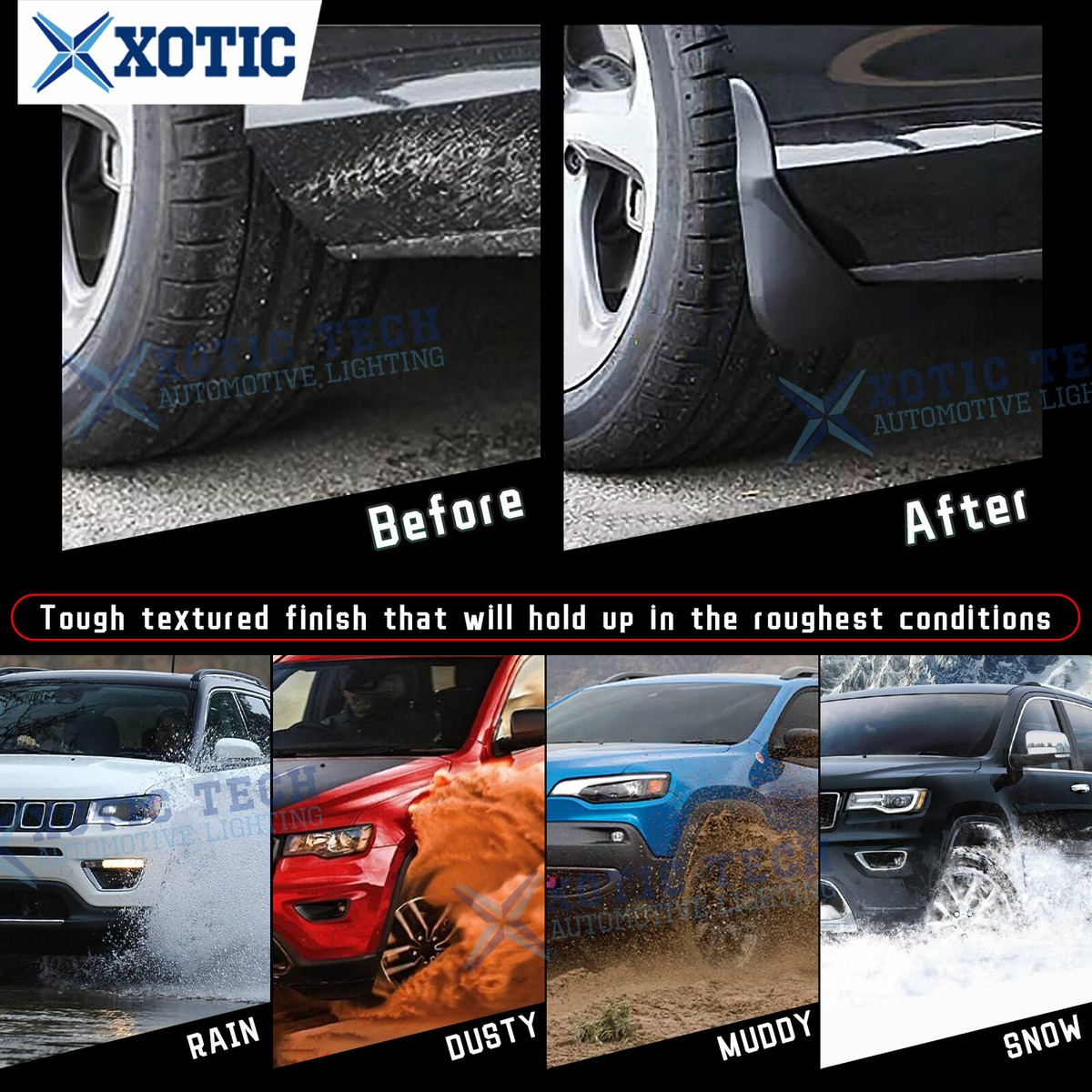 Jeep Grand Cherokee WK2 Mud Flaps - Front & Rear Splash Guards Set Of 4 For 2011-2020 Models