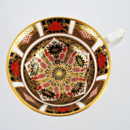 Taza de té y platillo Royal Crown Derby 1128 Old Imari Elizabeth con patas vintage '77 - Imagen 8 de 13
