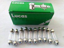 10 LAMPADINE LAMPADE LUCI TARGA SILURO AUTO LUCAS 12V Macchina 