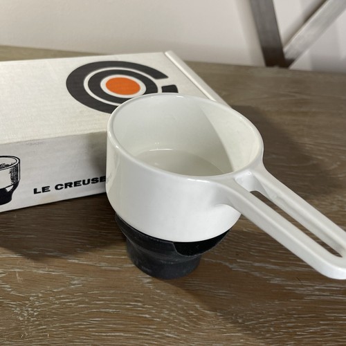 Vintage Le Creuset France Enameled Cast Iron Butter Warmer 6810 White NOS in Box - Picture 11 of 14