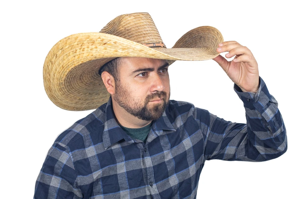 Негабаритная ковбойская шляпа широкополая соломенная темно-натуральная - сомбреро де Пальма XtraGrande - Изображение 4 из 4