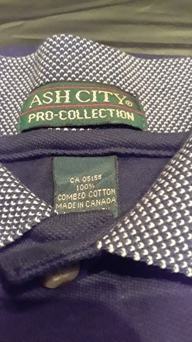New Era Cap Men's Navy Blue w/ Camel Trim Cotton ASH CITY PRO Polo Shirt Large - Picture 5 of 8
