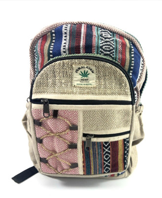 Himalayan Hemp THC Free Multi Color 13''H X 10'' W Handmade Backpack NWT