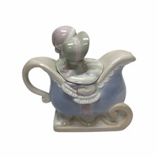 Decorative Teapot - Precious Moments Children In A Sleigh, 1994, Displayed Only