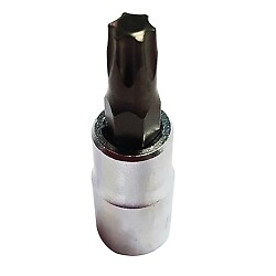 T25 Torx Bit, Satin Chrome 1/4 Square Drive Bit Holder VIM Tools VIMPFS4T25