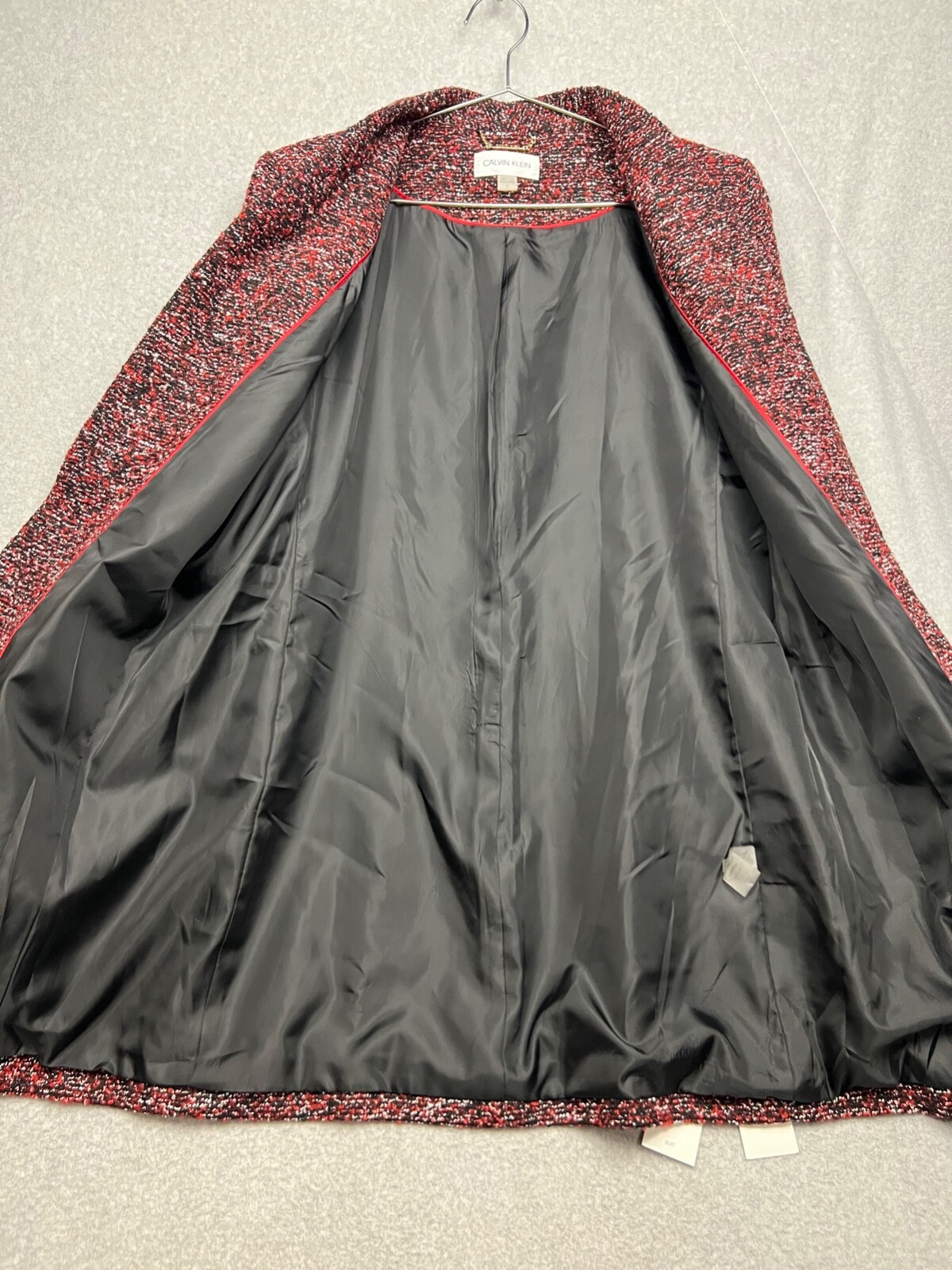 70s Calvin Klein Tweed Long Coat Jacket Womens Plus 16W Marble Winter Classy * thumbnail 13