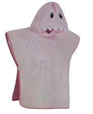 Cute Pink Shark Poncho For Toddler Hooded Towel For Boy Girl Bath Beach
