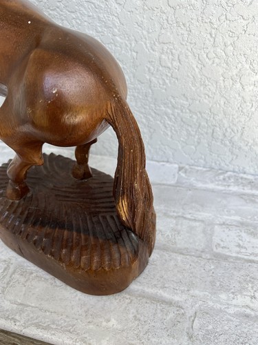 Wooden Hand Carved Rearing Horse Art Figurine Statue Sculpture Handcrafted 16” - Picture 6 of 12