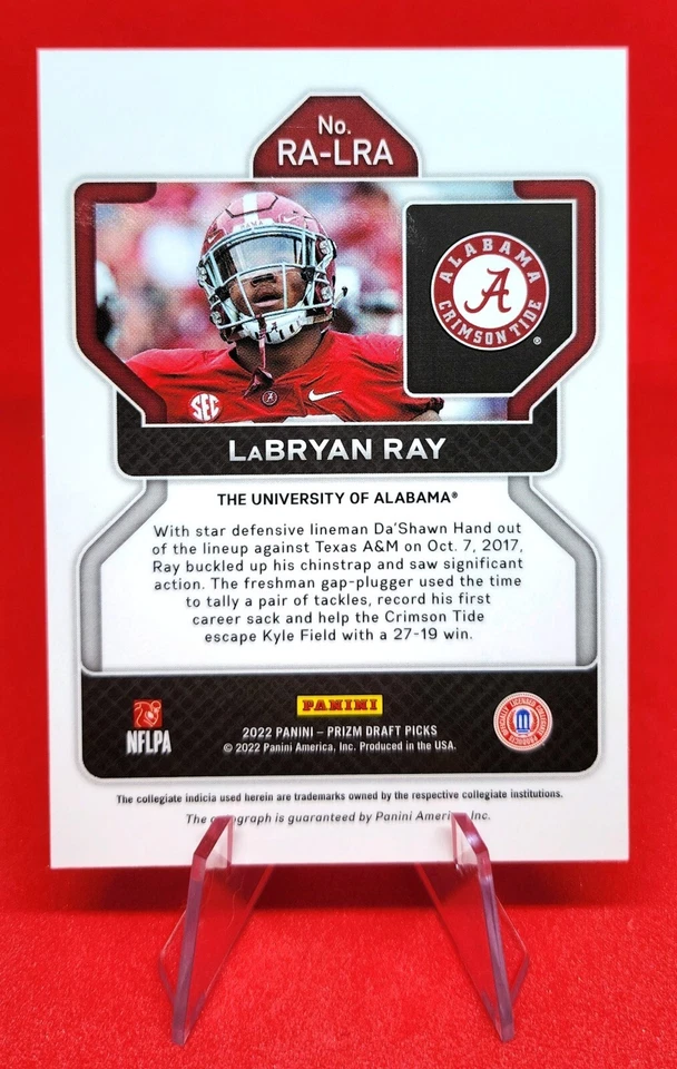 2023 Panini Prizm Draft Picks LaBryan Ray Rookie Auto Alabama RC #RA-LRA - Image 2 of 3