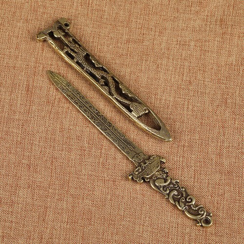 Solid Brass Sword Figurine Small Statue Home Ornament Figurines Collectibles - Picture 5 of 9