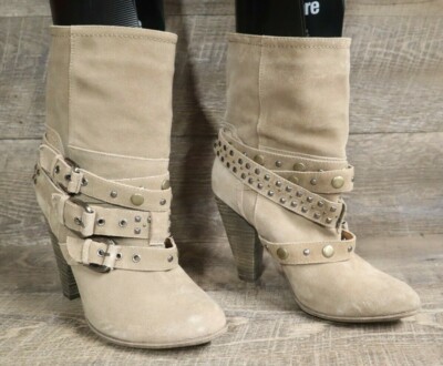 Franco Fortini Cole Heeled Leather Shoot Boot Womens Size