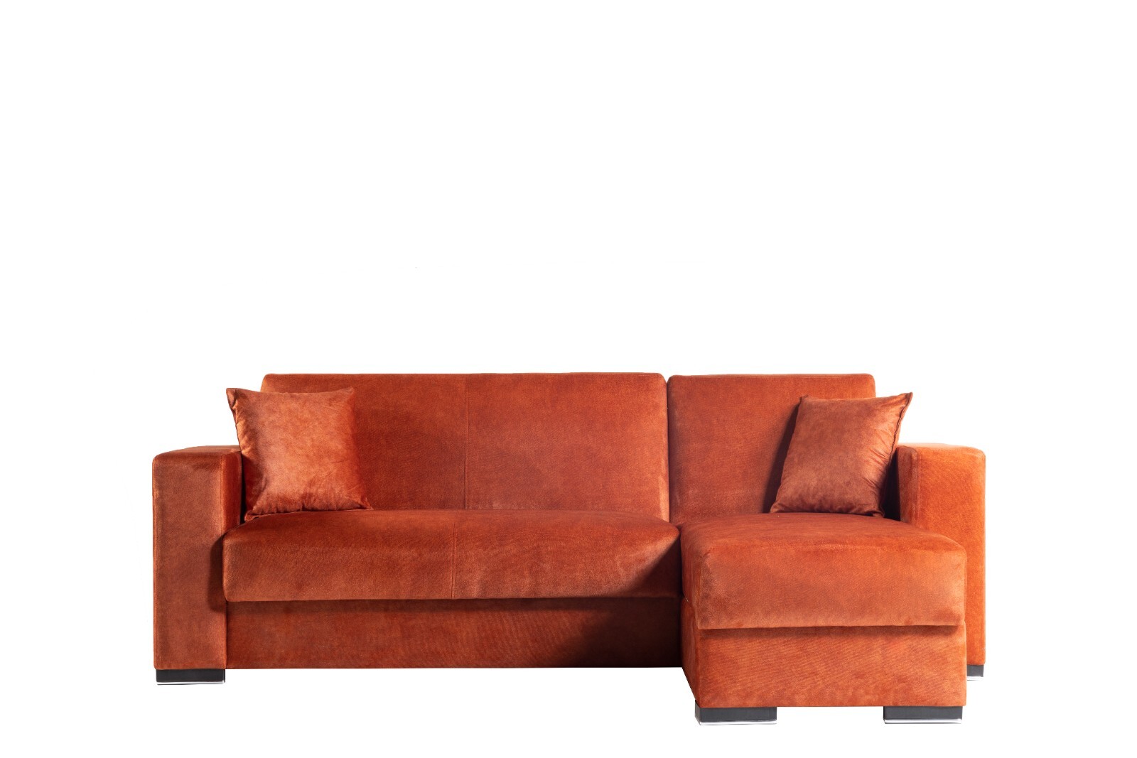 Orka Orange Modern Velvet Universal Corner L Shaped 32Seater Storage