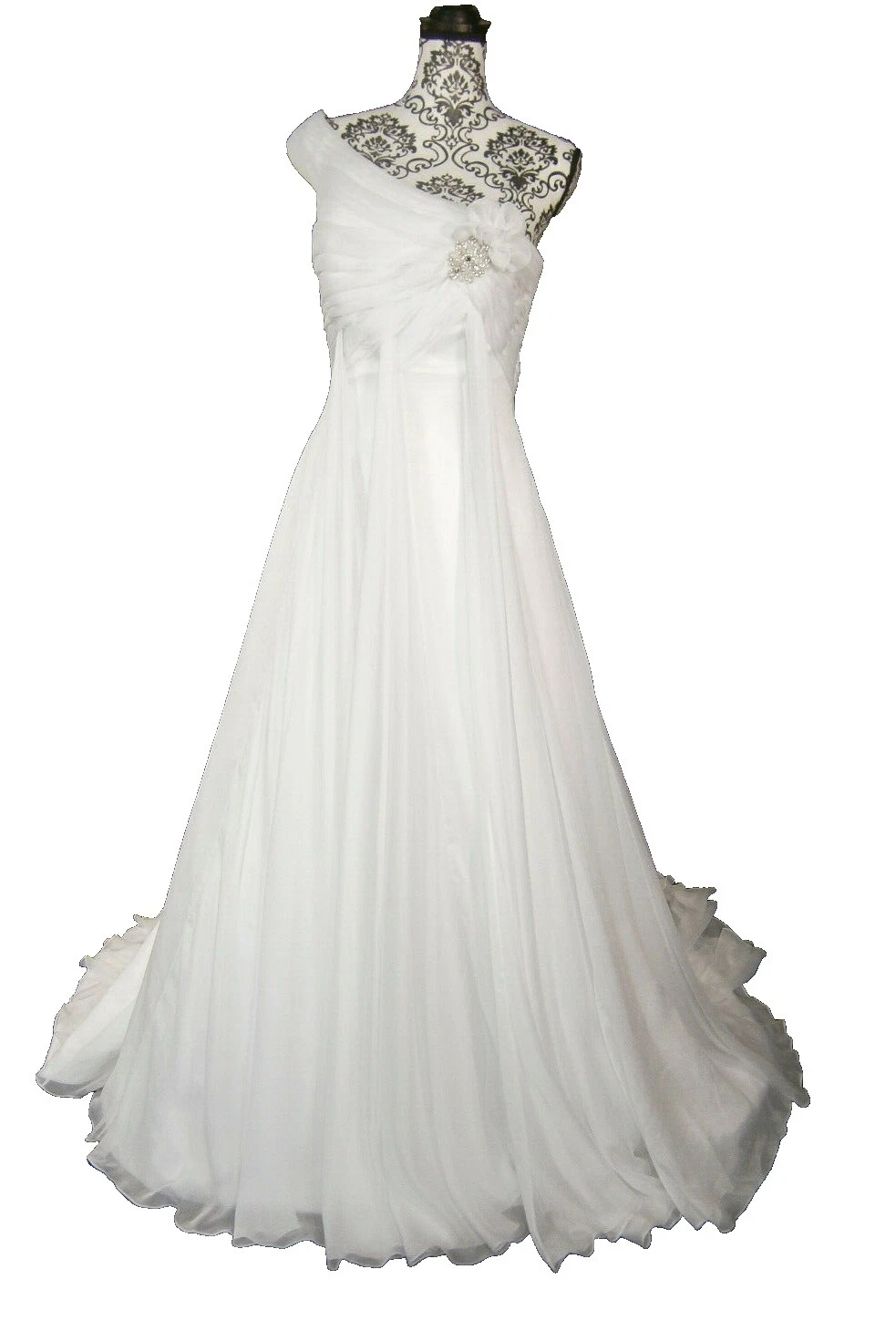 Crystal/Diamante One Shoulder A-Line Wedding Dresses