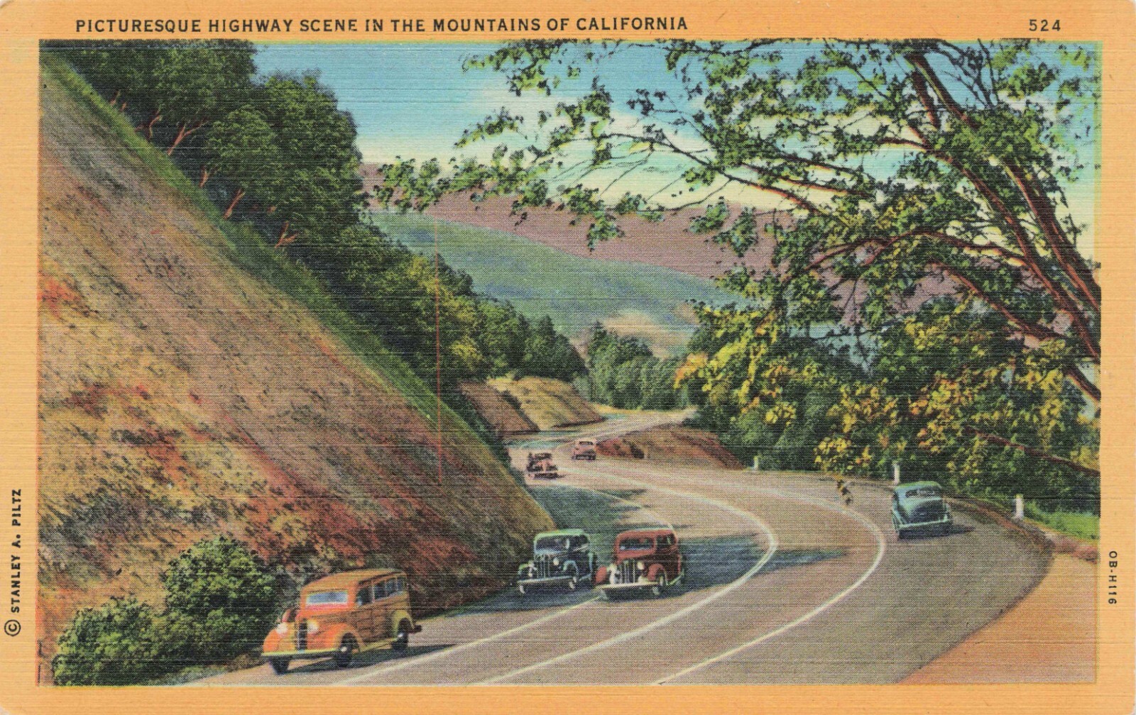 Picturesque Highway Sene in the Mountains of California Vintage Unused PC