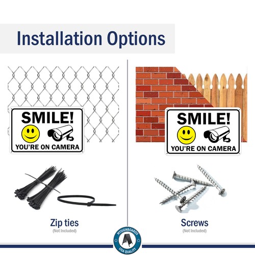 Smile You're on Camera Sign Video Surveillance Signs 11"x 7" UV Protected cctv  - 第 4/8 張圖片