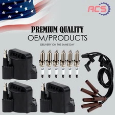 3X OEM Ignition Coil & Spark Plugs & Wireset For Chevrolet Buick Oldsmobile DR39