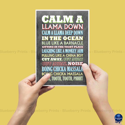 The Mighty Boosh, CALM A LLAMA DOWN Crimp Lyric Poste rPrint 2 styles - (3 Sizes - Picture 8 of 12