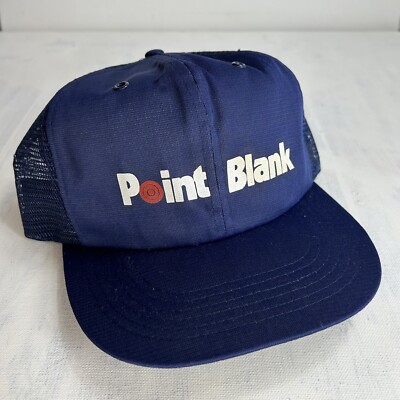 Vintage Point Blank Gun Range Blue Snapback Trucker Hat 