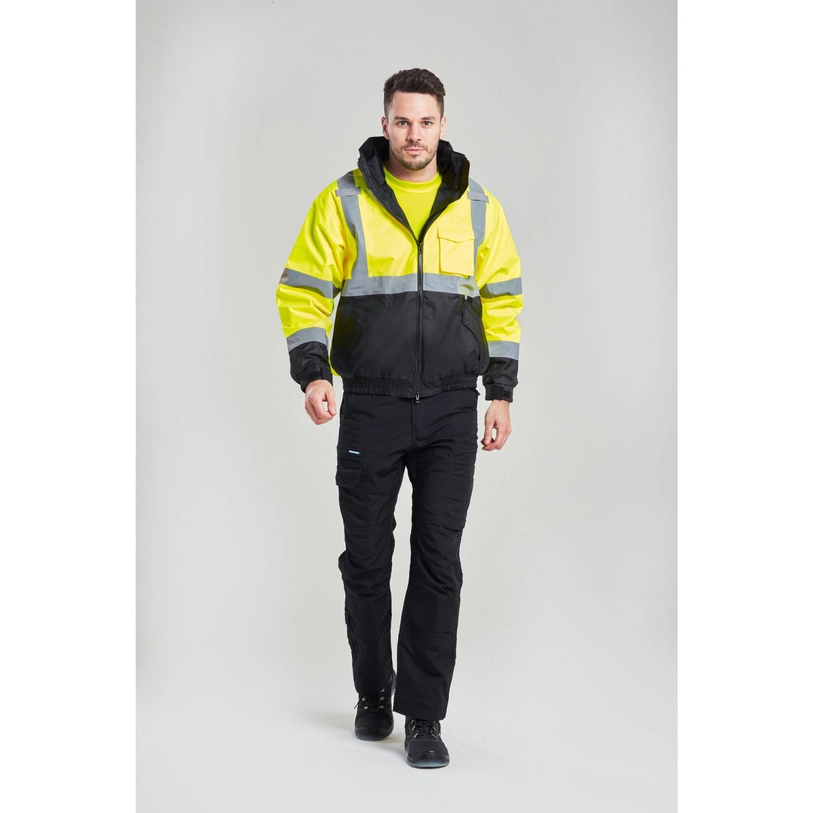 Portwest US364 Hi Vis Premium 2-in-1 Bomber Hooded Waterproof Safety Jacket ANSI image 5