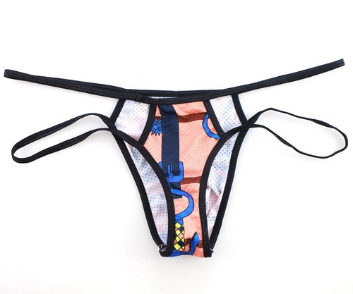 Men's Mesh Sexy Thongs Underwear Colorful Print G-strings T-back Underpants M-XL - Picture 128 of 134