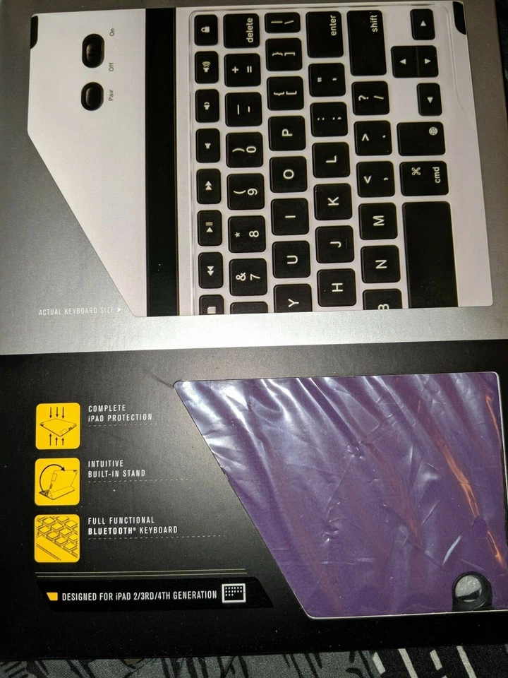Portafolio de teclas Zagg - Protector iPad con teclado - Púrpura - Nuevo Foto 3 de 3