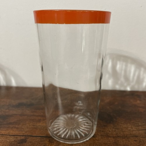 Vintage Glass Pitcher And 6 Glasses Orange Rimmed 60s 70s Retro Lemonade Or Tang - Picture 11 of 16