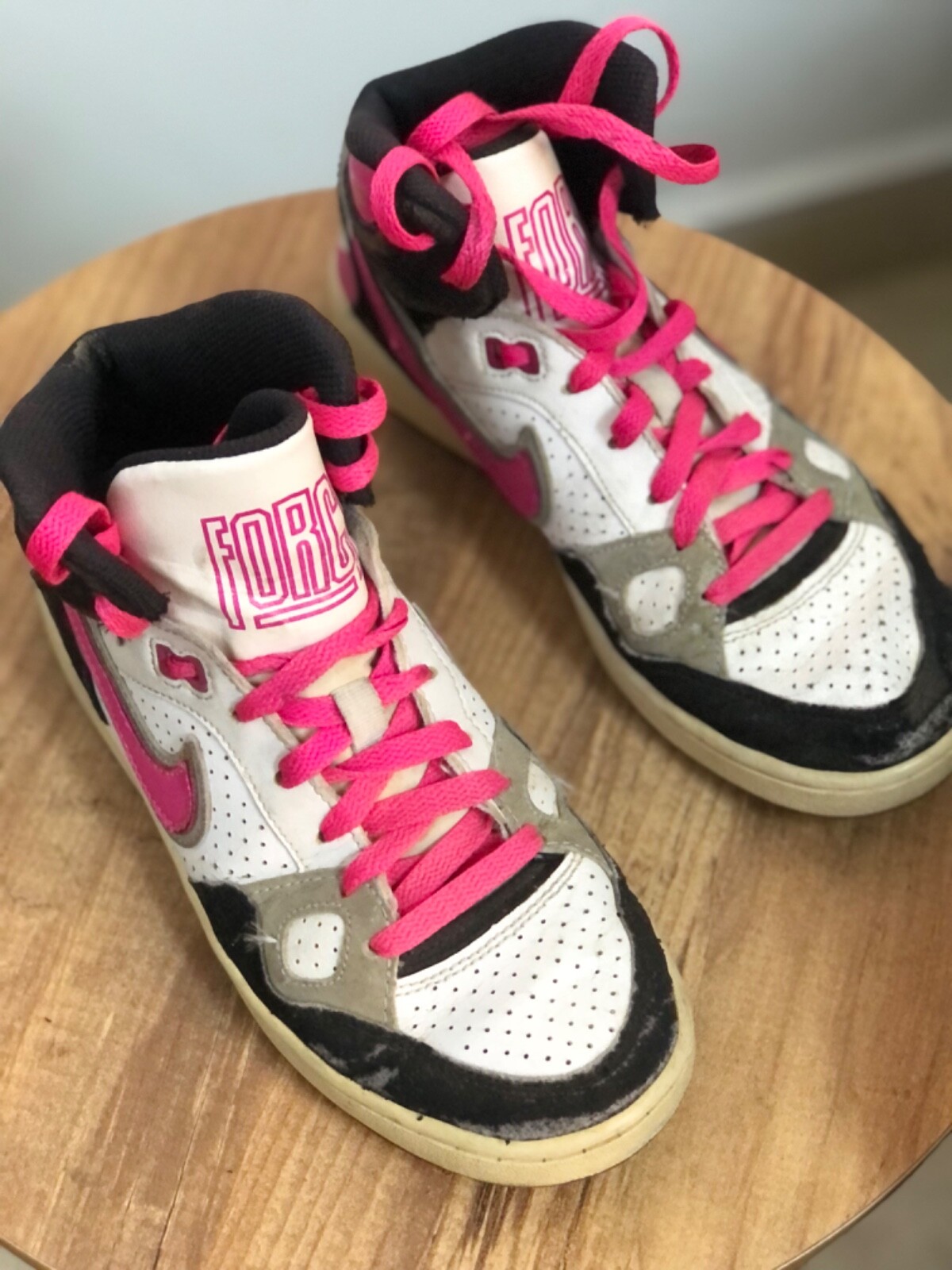 Nike Son of Force Mid (GS) US Size 5y Sneaker, Shoe, White, Pink, Black |  eBay
