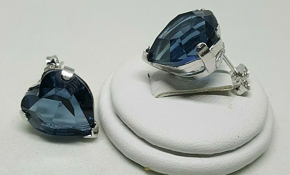 Orecchini Donna in Argento cuore blu profondo - Immagine 4 di 4