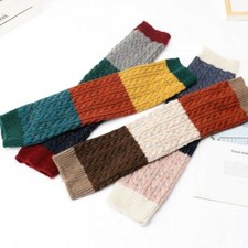 Damen Streifen Bein Stricken,Häkeln Lange Socken Japanisch Kniehoch Stiefel