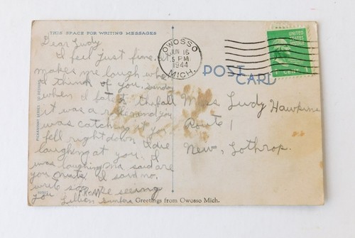 1944 postal jugador de béisbol humor Let's Play Around - Imagen 2 de 2